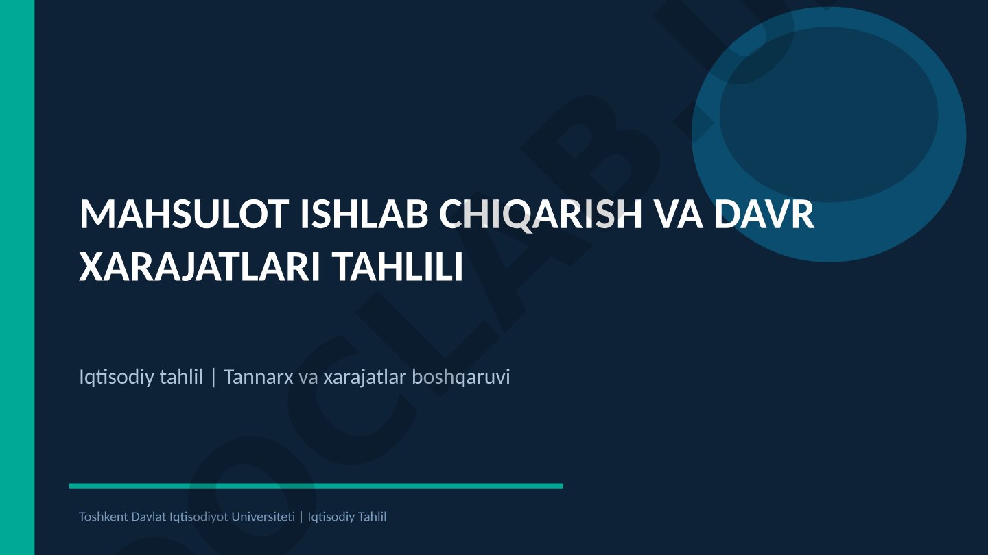Mahsulot ishlab chiqarish va davr xarajatlari tahlili