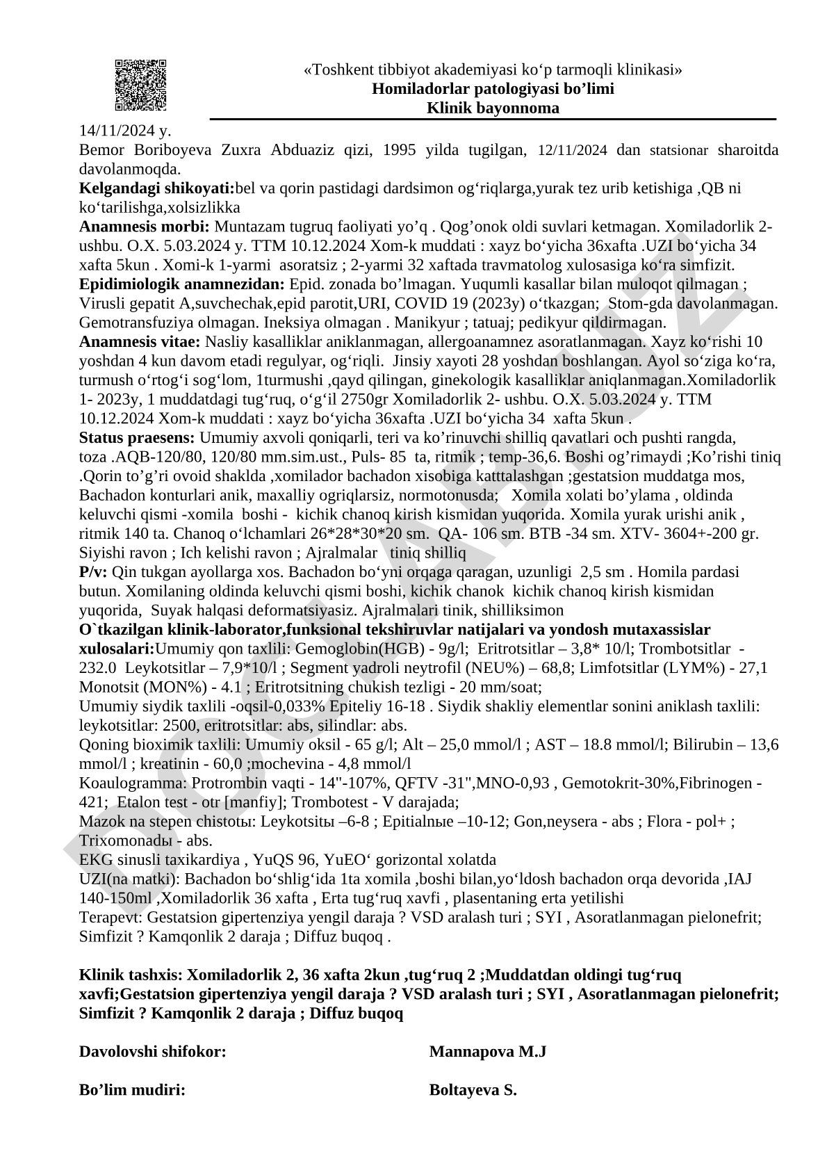 Simfizit bilan asoratlangan homiladorlik