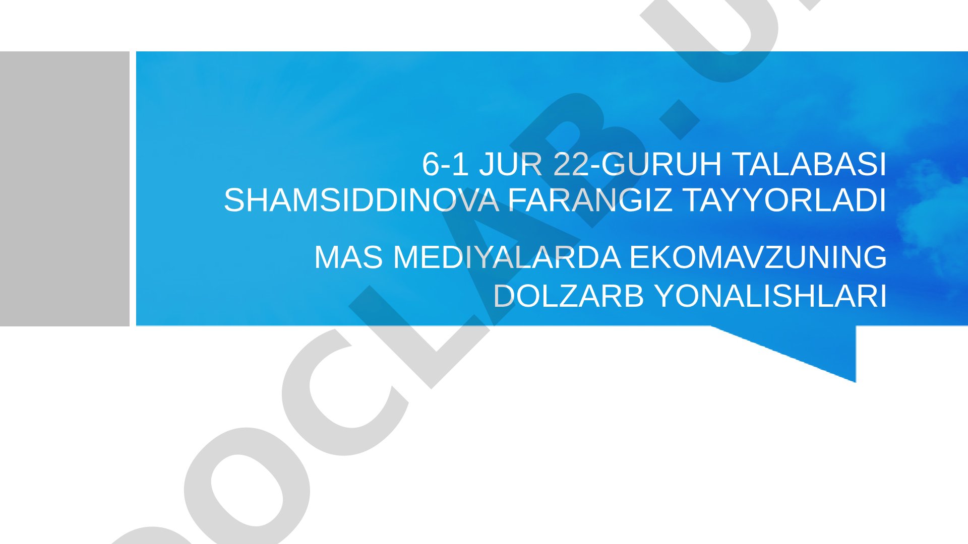 MAS MEDIYALARDA EKOMAVZUNING DOLZARB YONALISHLARI