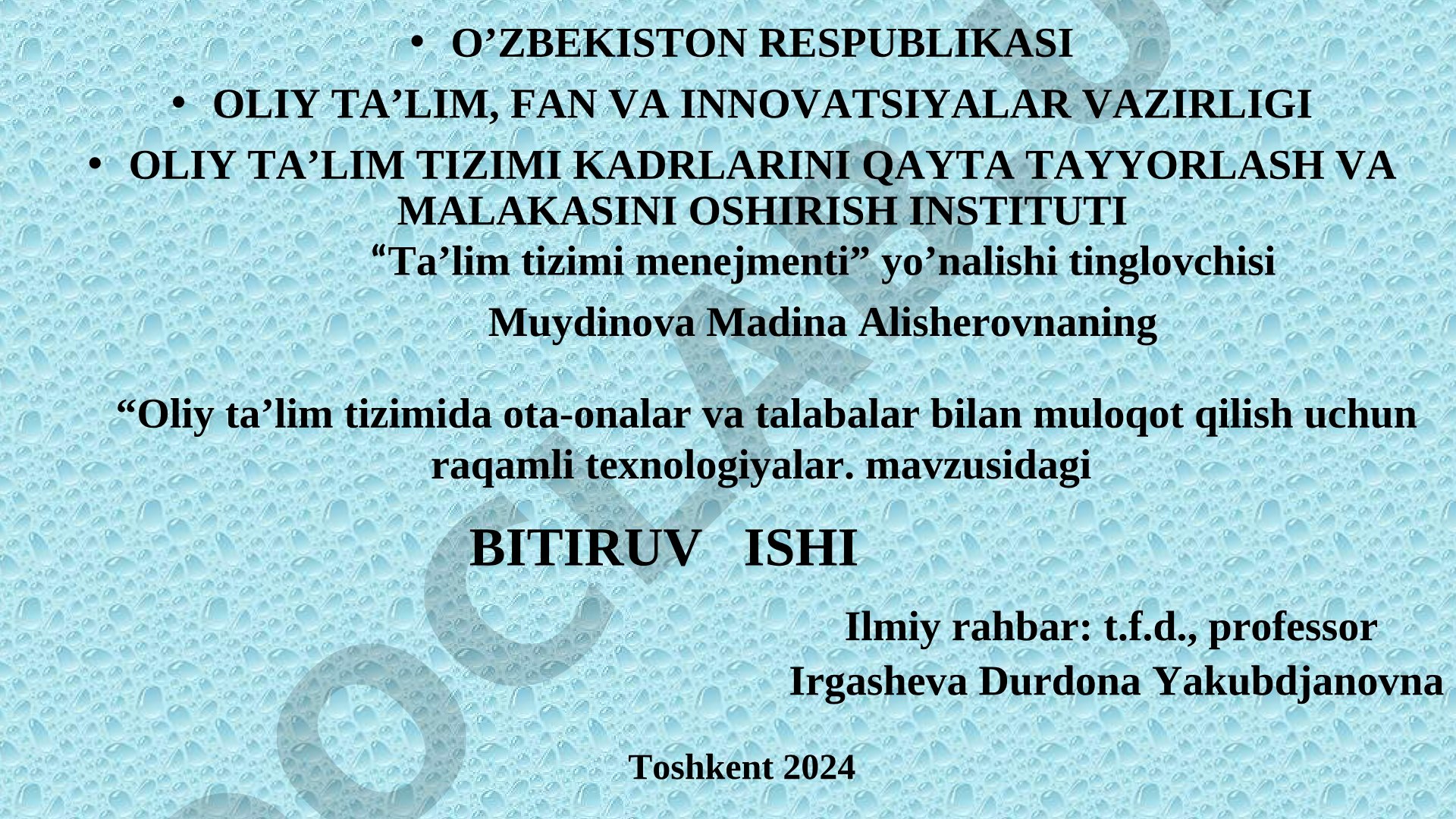 Oliy ta’lim tizimida ota-onalar va talabalar bilan muloqot qilish uchun raqamli texnologiyalar