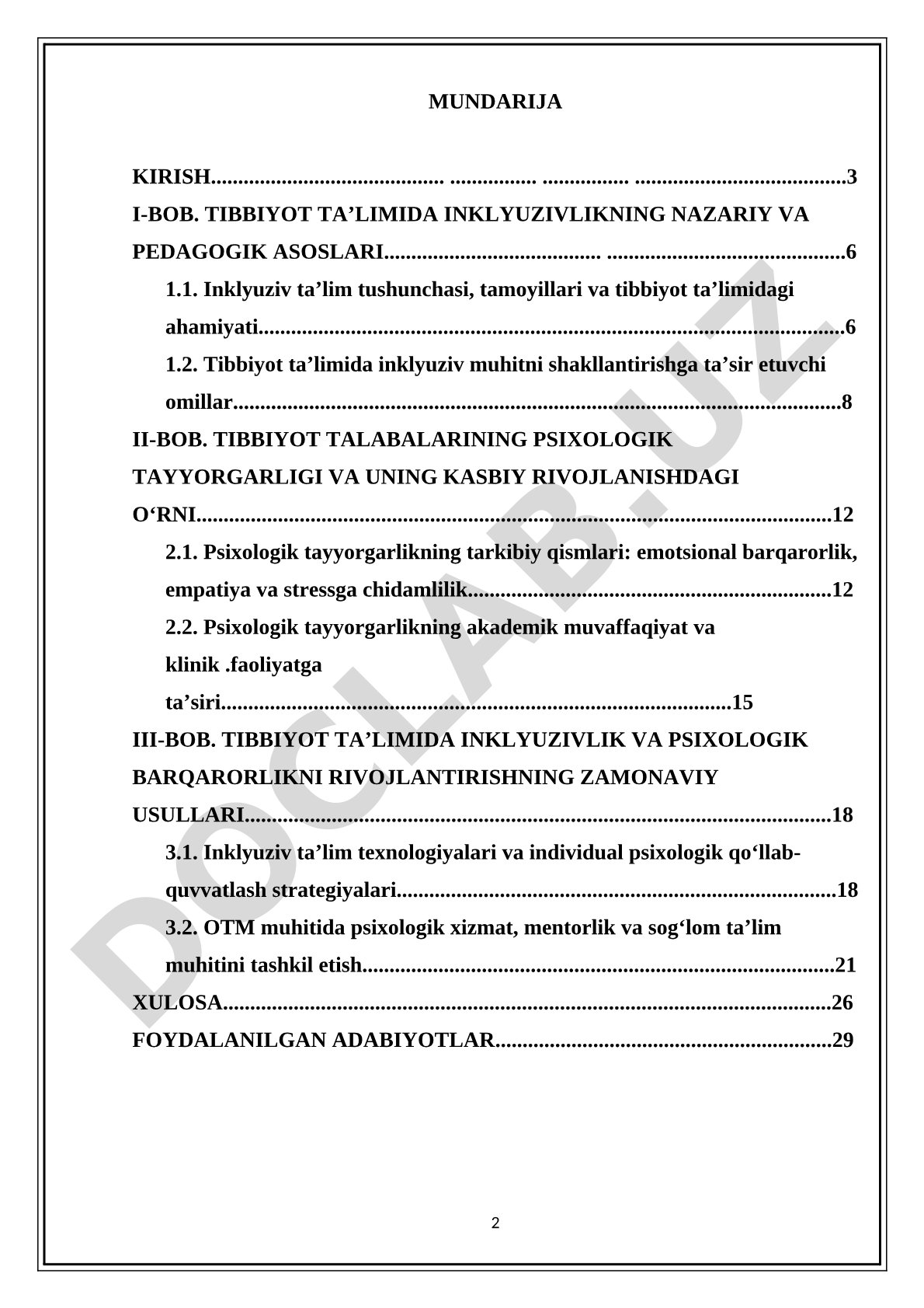 Tibbiyot ta’limida inklyuzivlikning nazariy va pedagogik asoslari