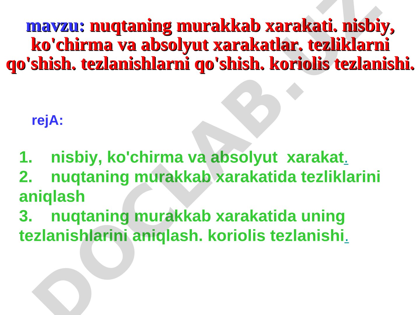 Nuqtaning murakkab harakati