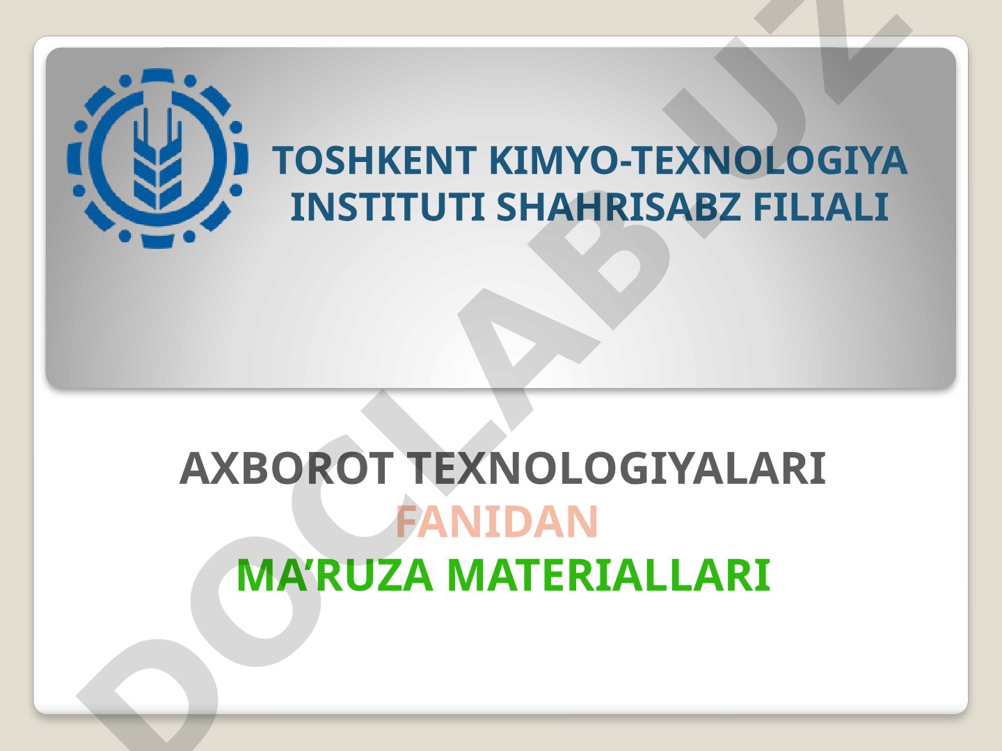 MATLAB dasturidan muhandislik masalalarida foydalanish