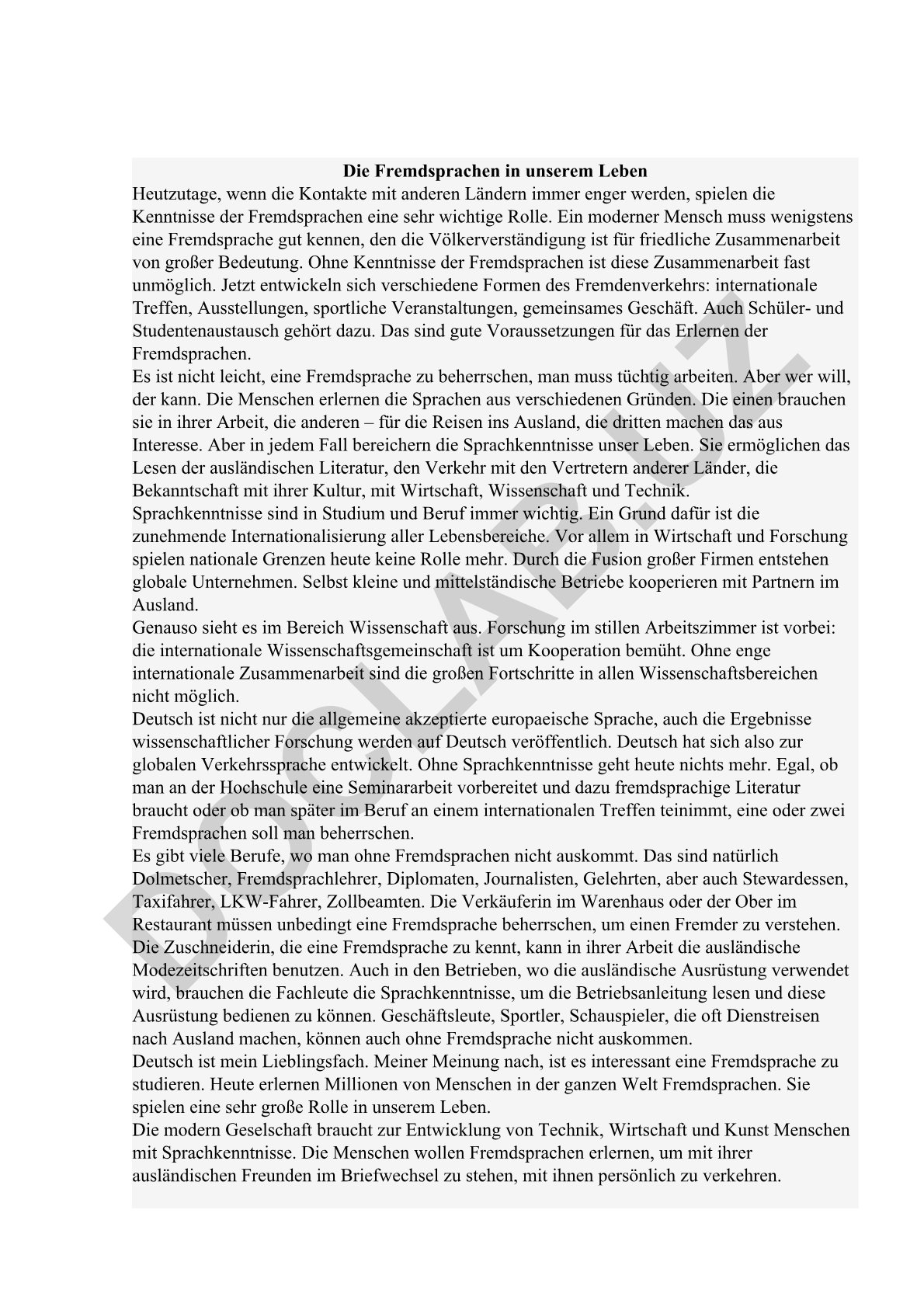 Fremdsprachen in unserem Leben