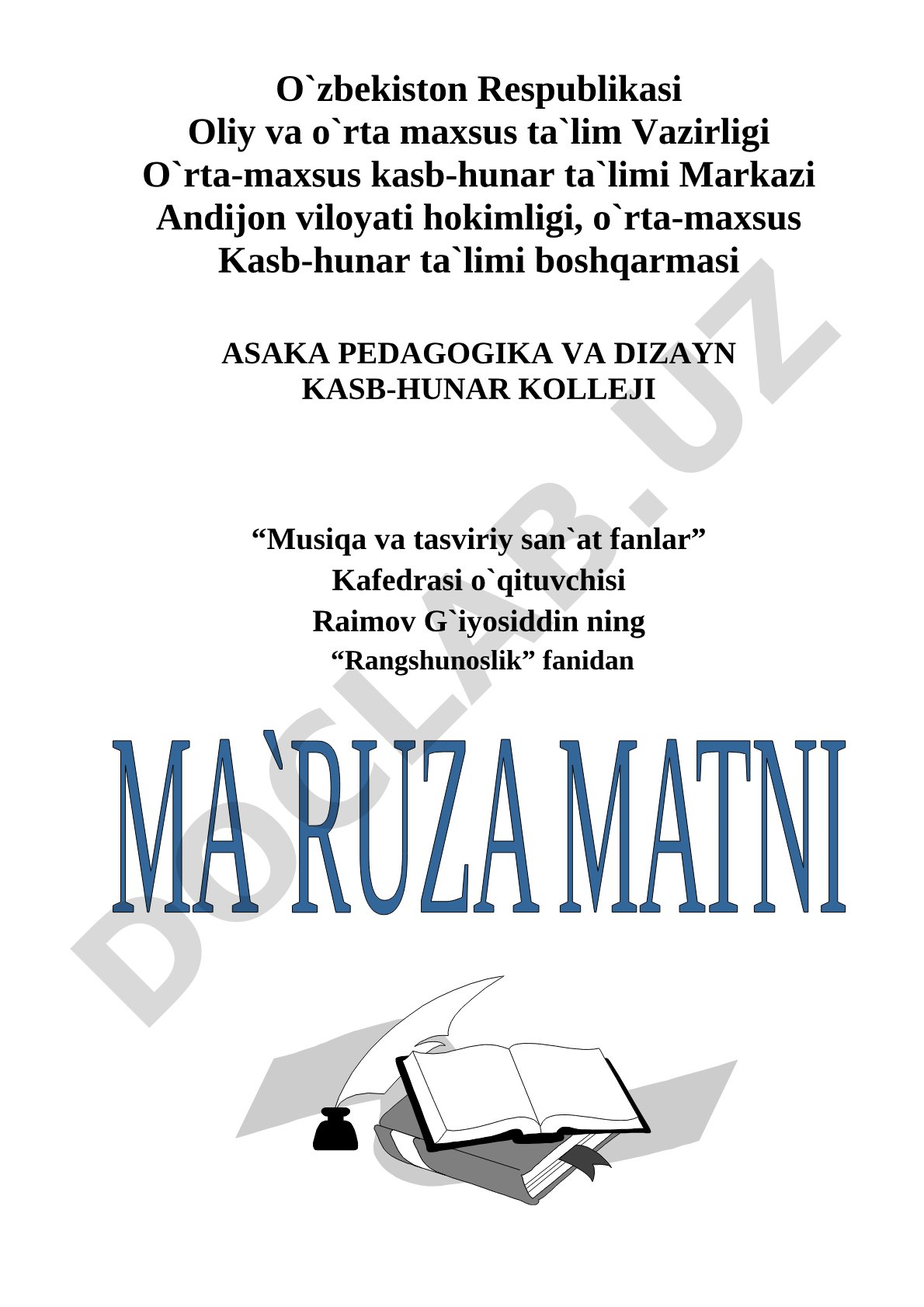 Rangshunoslik fani bo'yicha o'quv materiallar