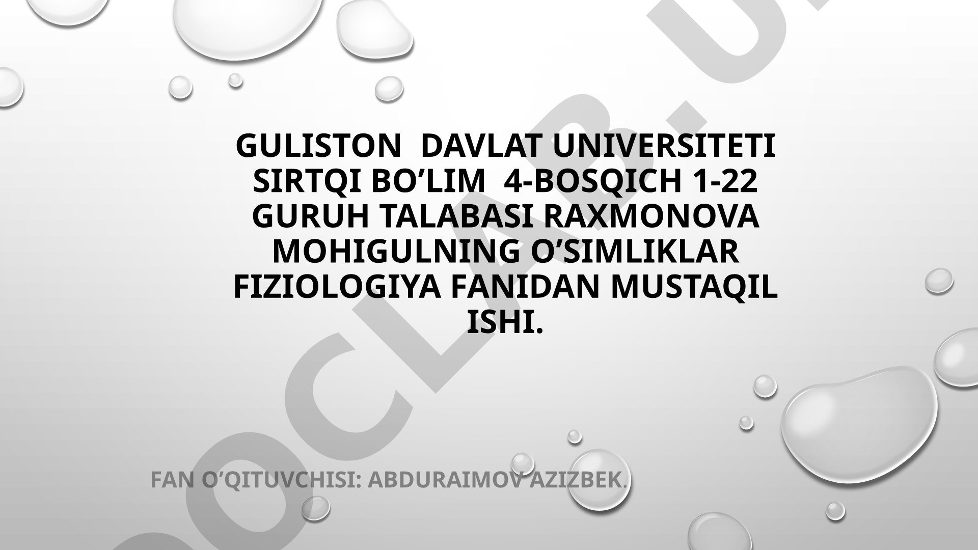 Asosiy zaxira moddalar va ularning moddalar almashinuvidagi vazifasi