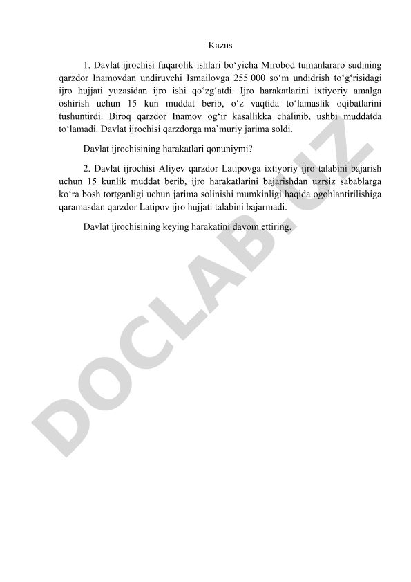 Davlat ijrochisining ijro jarayonidagi qonuniylik masalalari