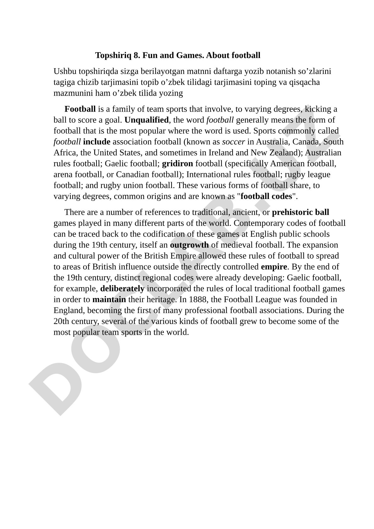 Football and its various forms
