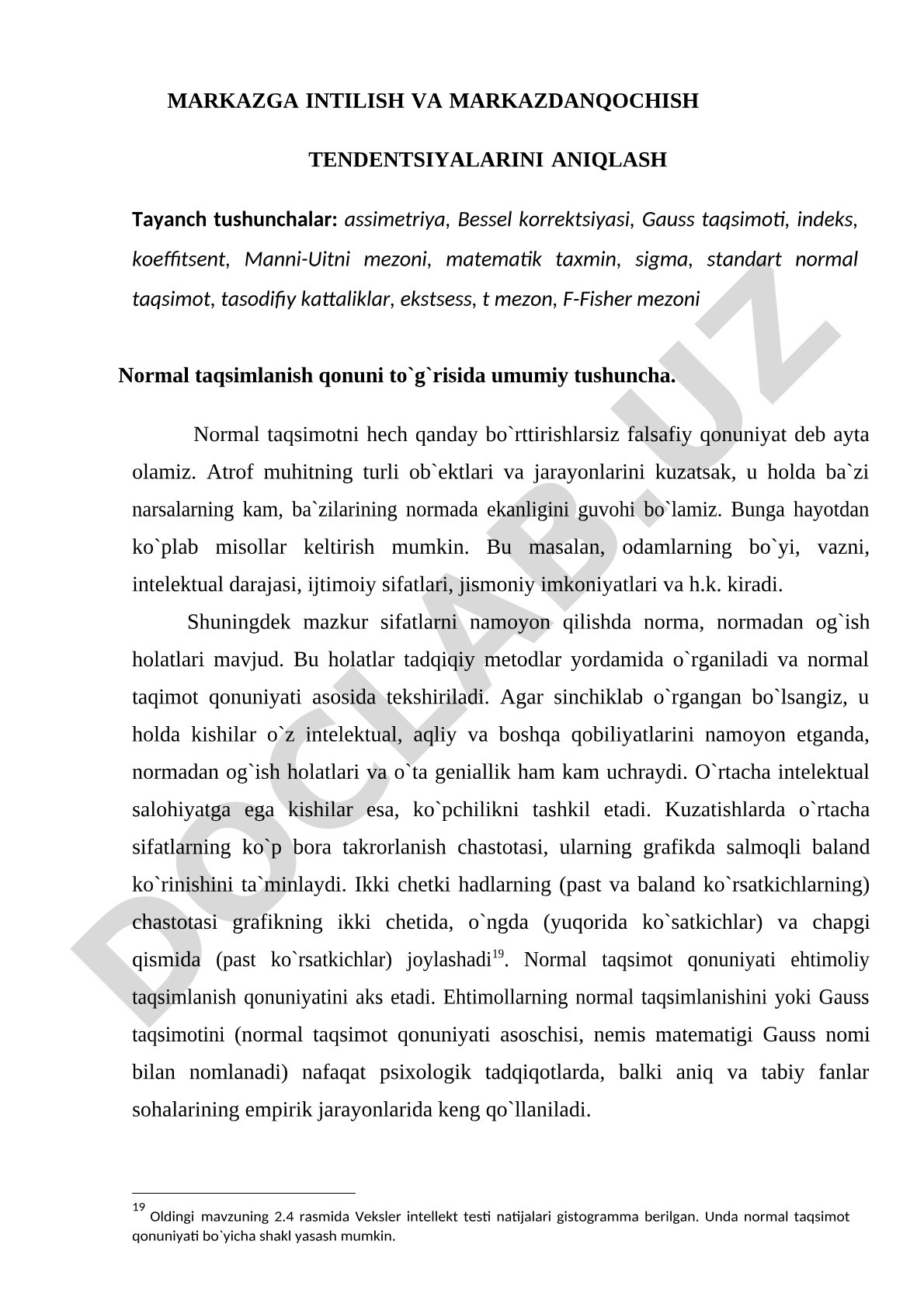 Markazga intilish va markazdanqochish tendentsiyalarini aniqlash