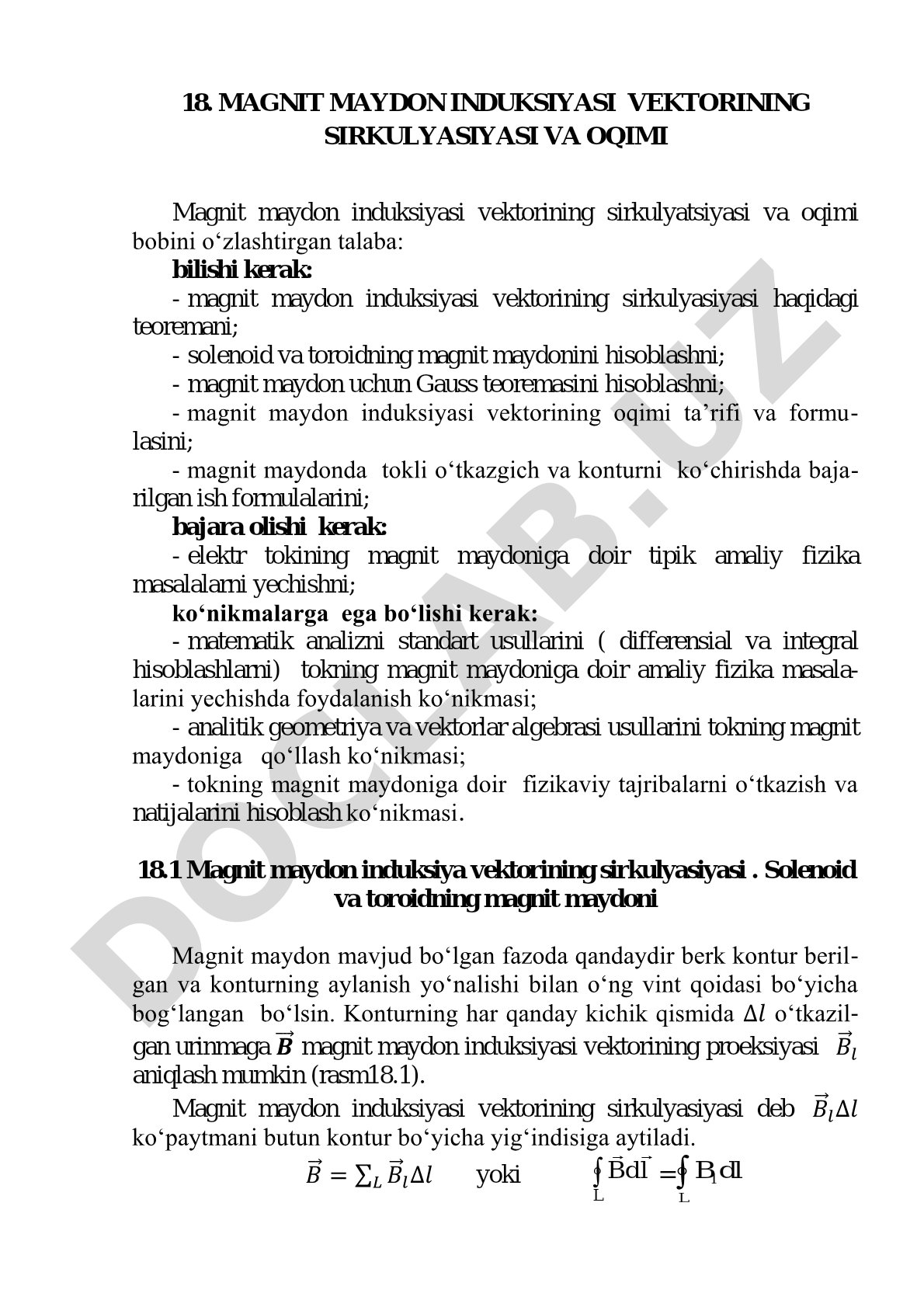 Magnit maydon induksiyasi vektorining sirkulyasiyasi va oqimi