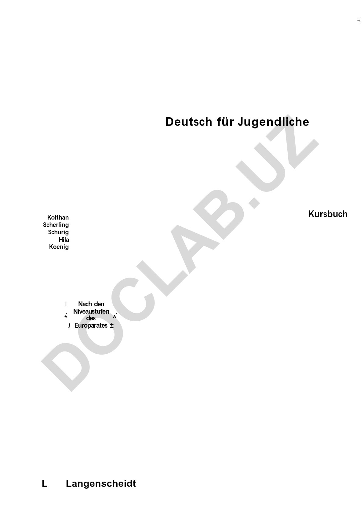 Langenscheidt Deutsch für Jugendliche Kursbuch