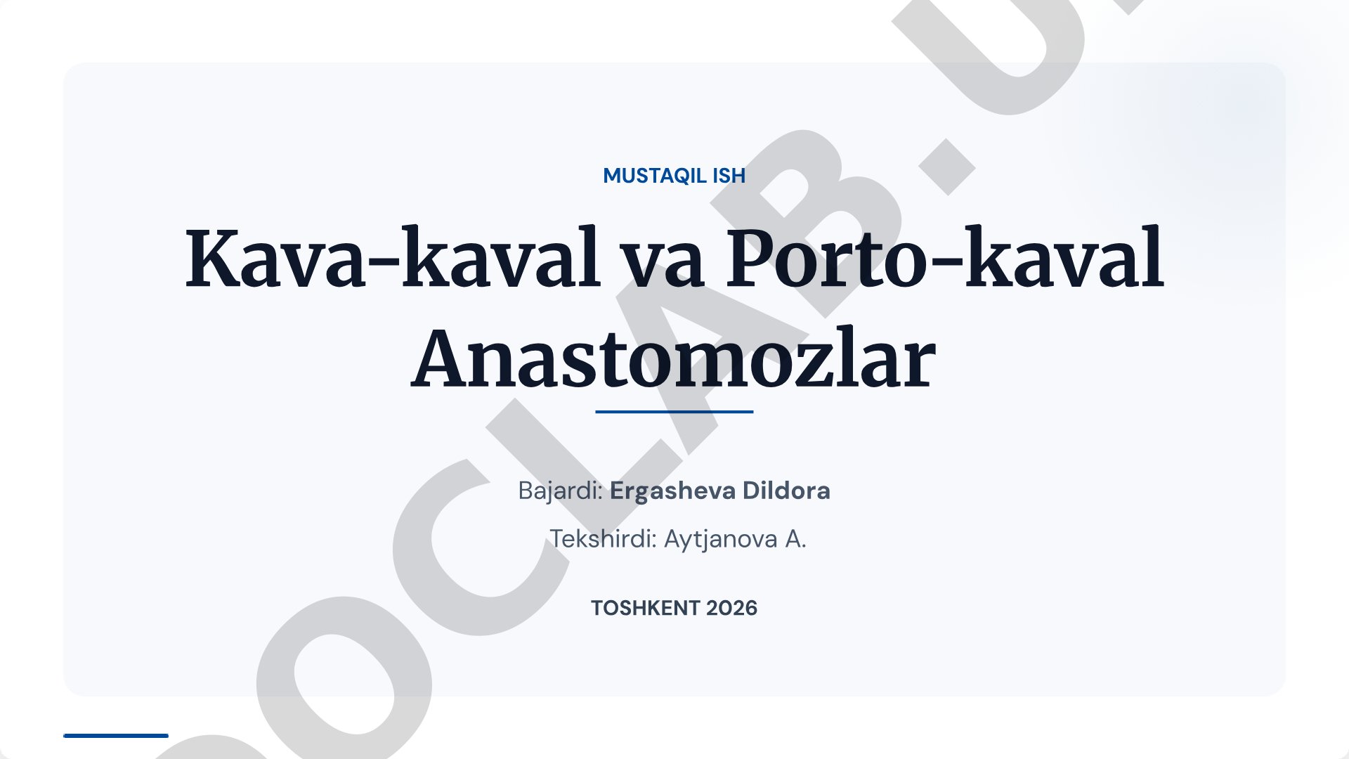 Kava-kaval va Porto-kaval Anastomozlar