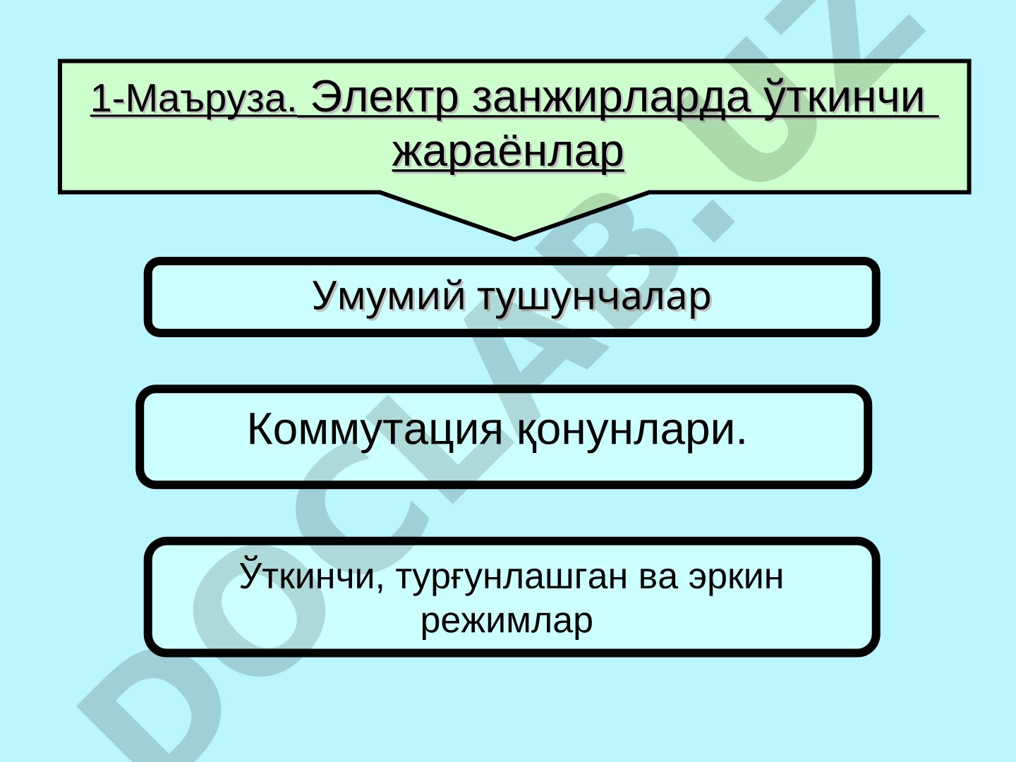 Электр занжирларда ўткинчи жараёнлар