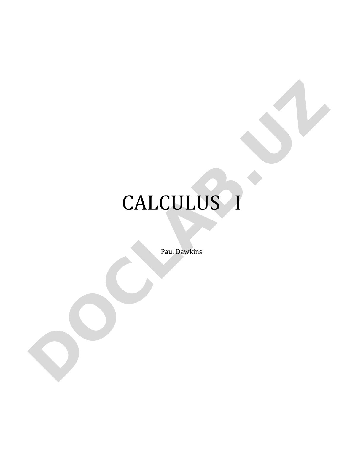 Calculus I