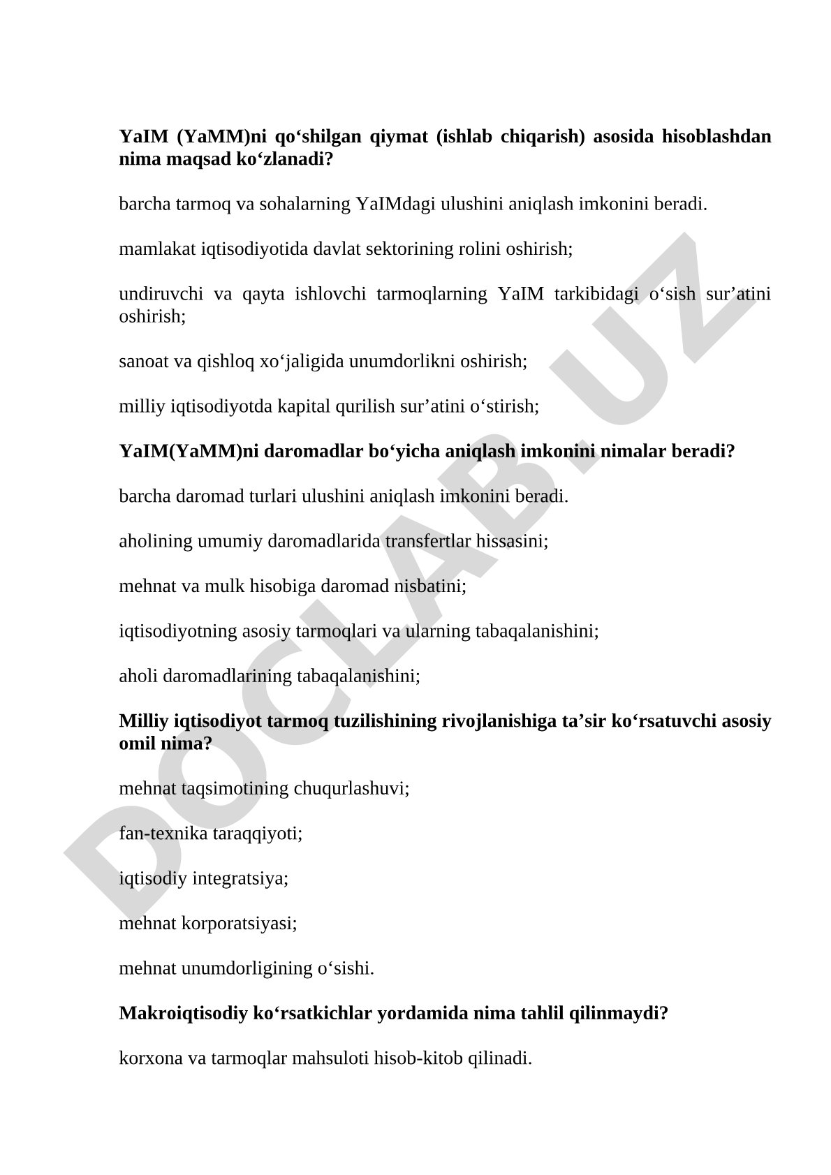 Makroiqtisodiy ko‘rsatkichlar va YaIM hisoblash usullari