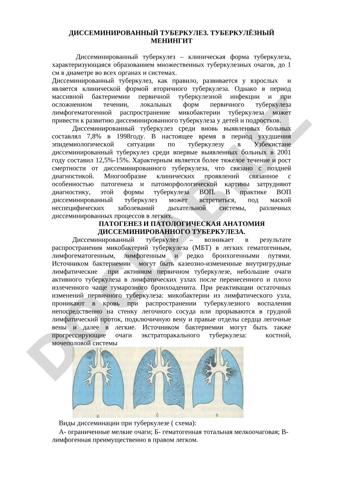 Диссеминированный туберкулез и туберкулезный менингит