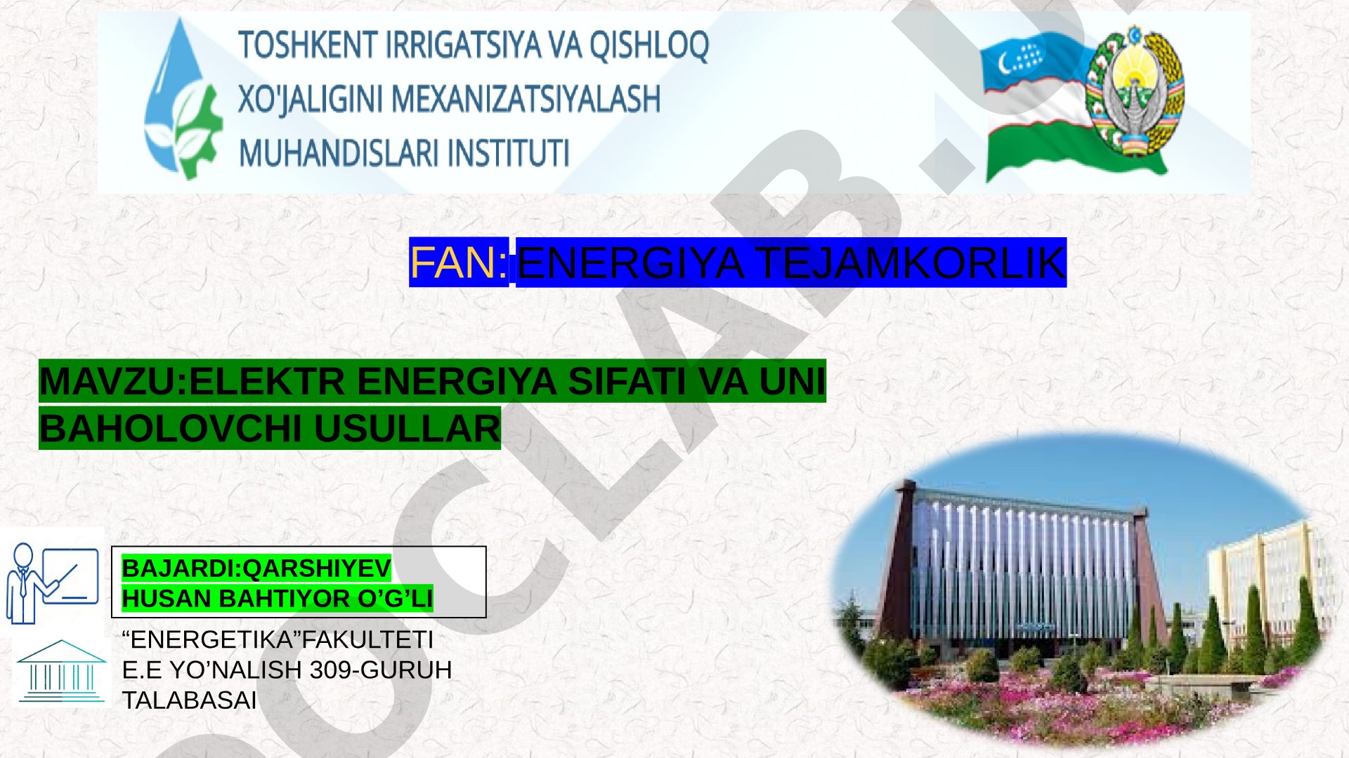 Elektr energiya sifati va uni baholovchi usullar