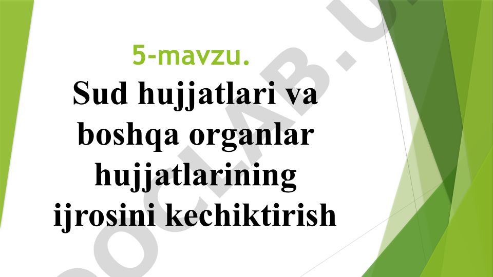 Sud hujjatlari va boshqa organlar hujjatlarining ijrosini kechiktirish