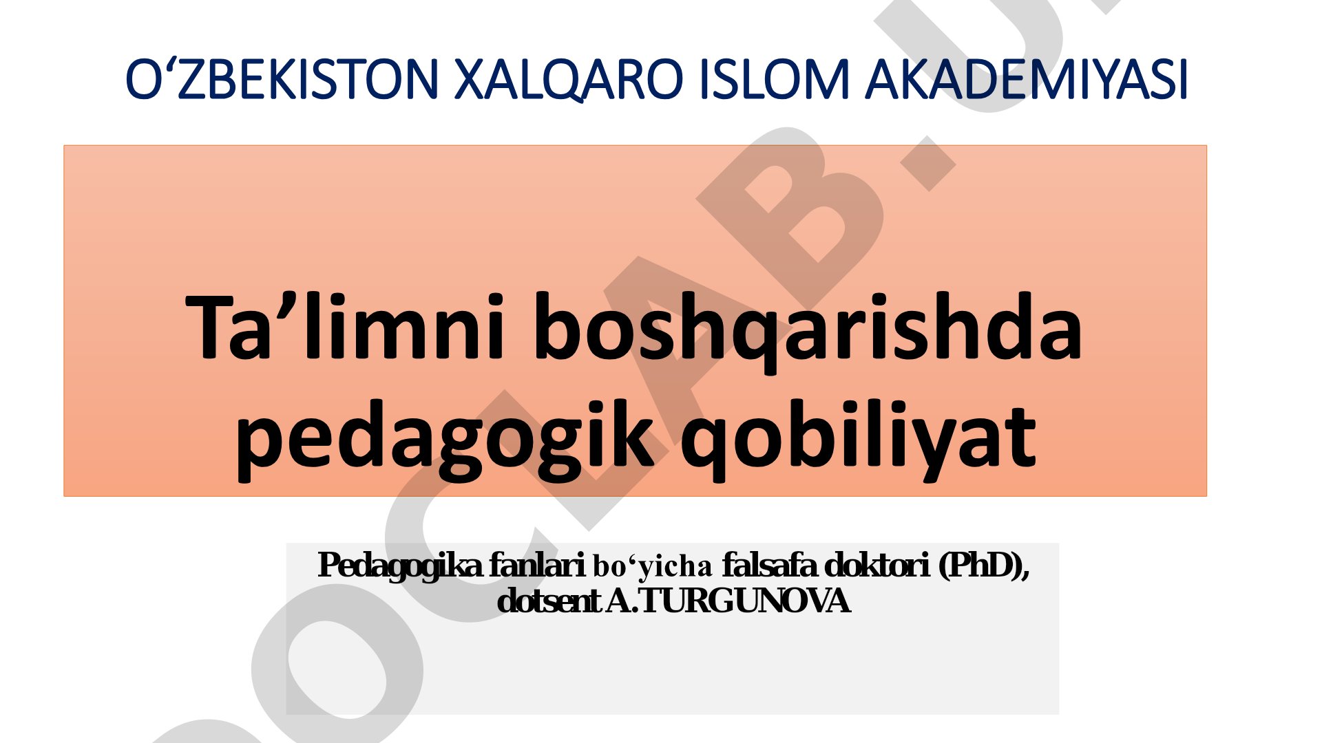 Ta'limni boshqarishda pedagogik qobiliyat