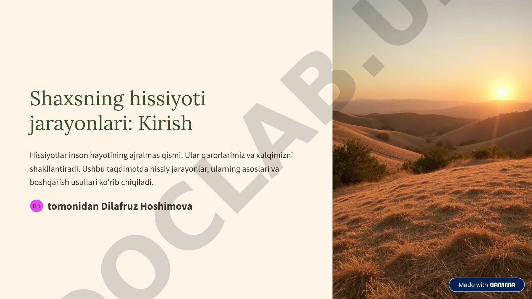 Shaxsning hissiyot jarayonlari