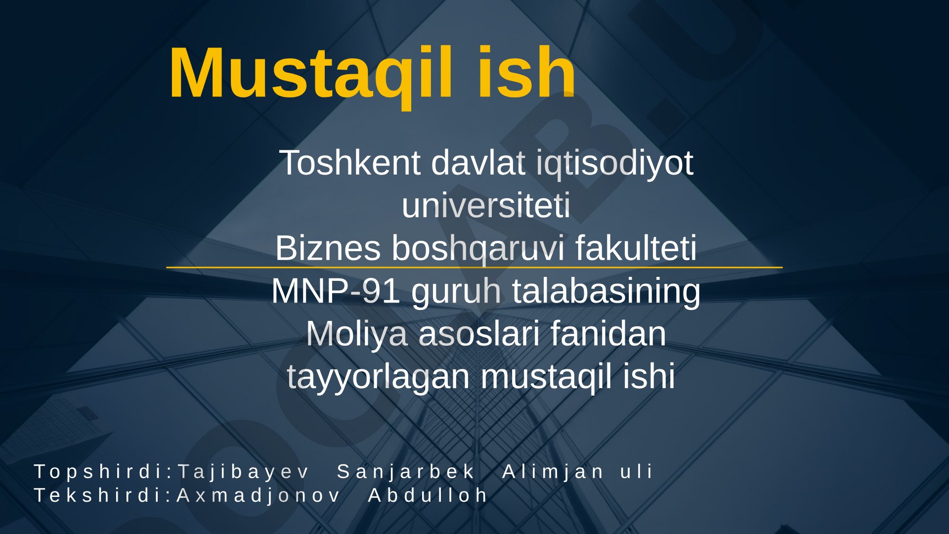 Moliyaviy instrumentlar haqida tushuncha va ularning turlari haqida taqdimot