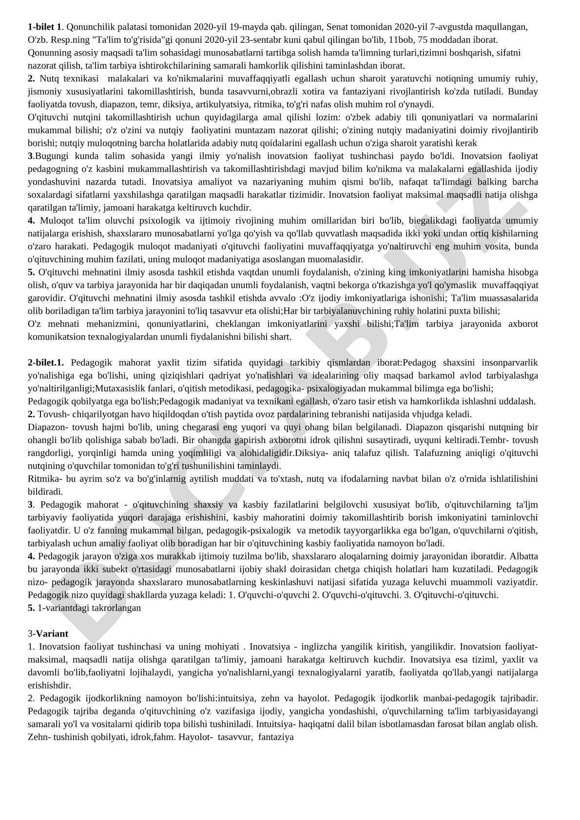Ta'lim to'g'risidagi qonun va o'qituvchi nutq texnikasi