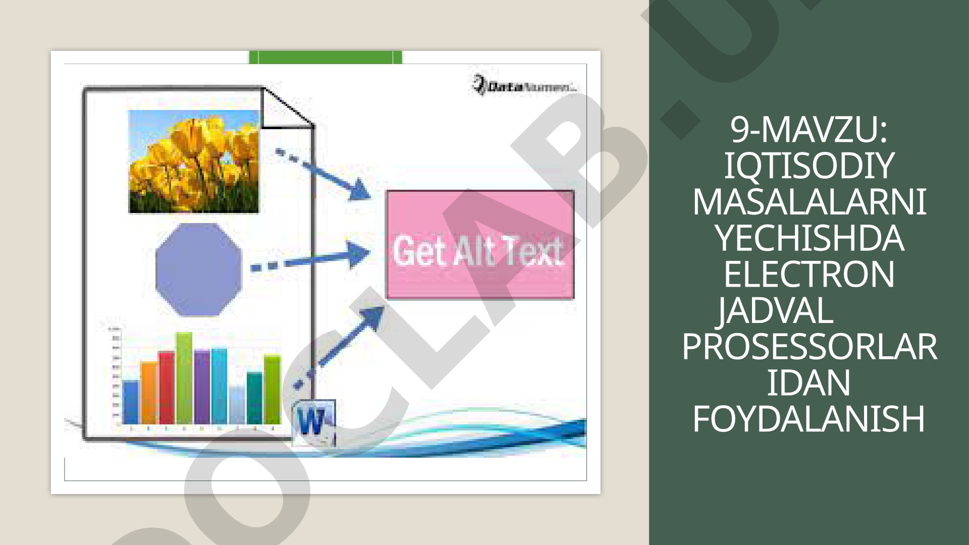 Iqtisodiy masalalarni yechishda elektron jadval prosessorlaridan foydalanish