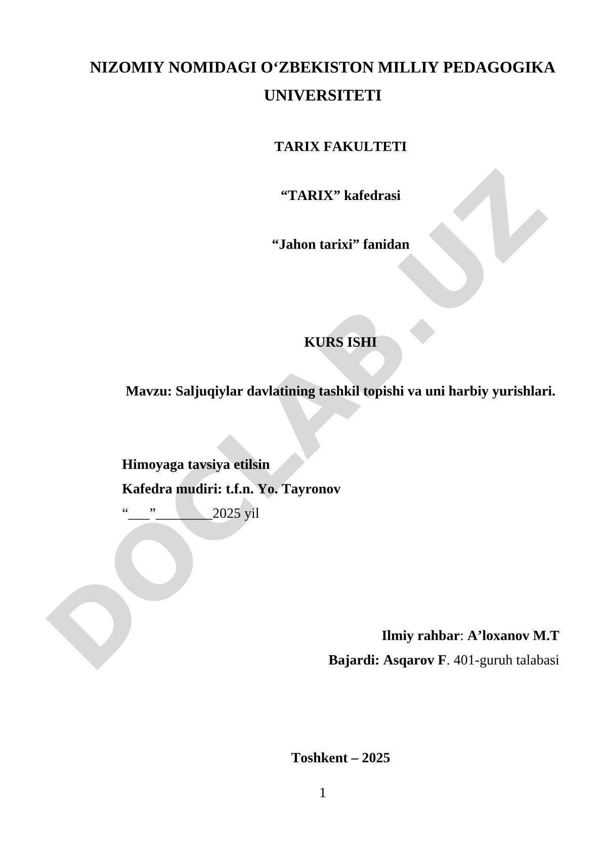 Saljuqiylar davlatining tashkil topishi va uni harbiy yurishlari