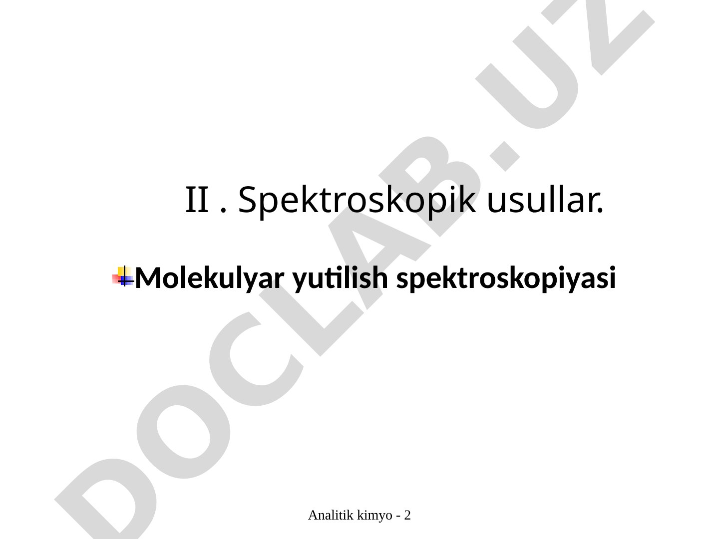 Molekulyar yutilish spektroskopiyasi va spektrofotometriya