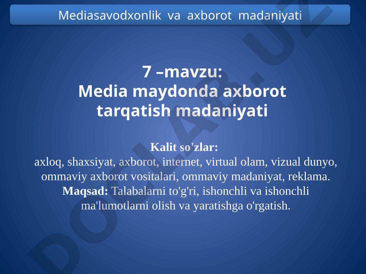 Mеdia maydonda axborot tarqatish madaniyati