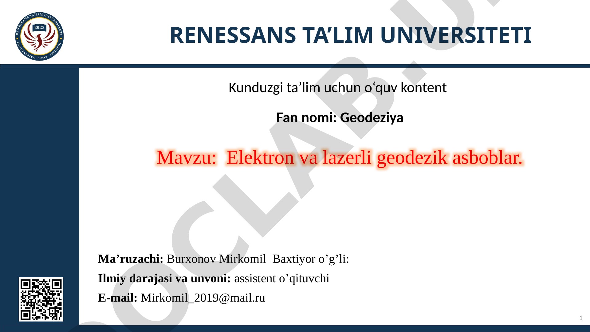Elektron va lazerli geodezik asboblar