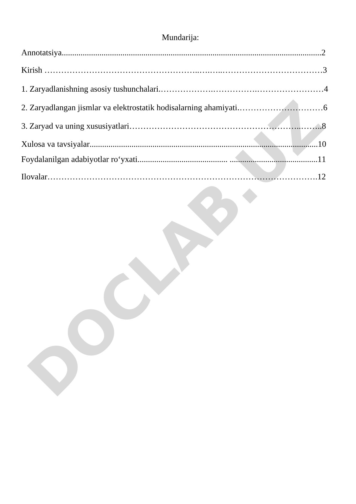 Jismlarning zaryadlanishi va elektrostatik hodisalar