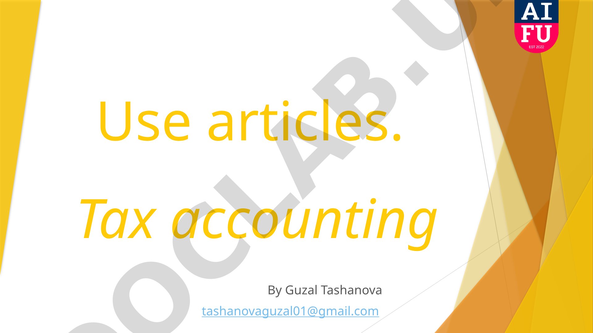 Use articles. Tax accounting