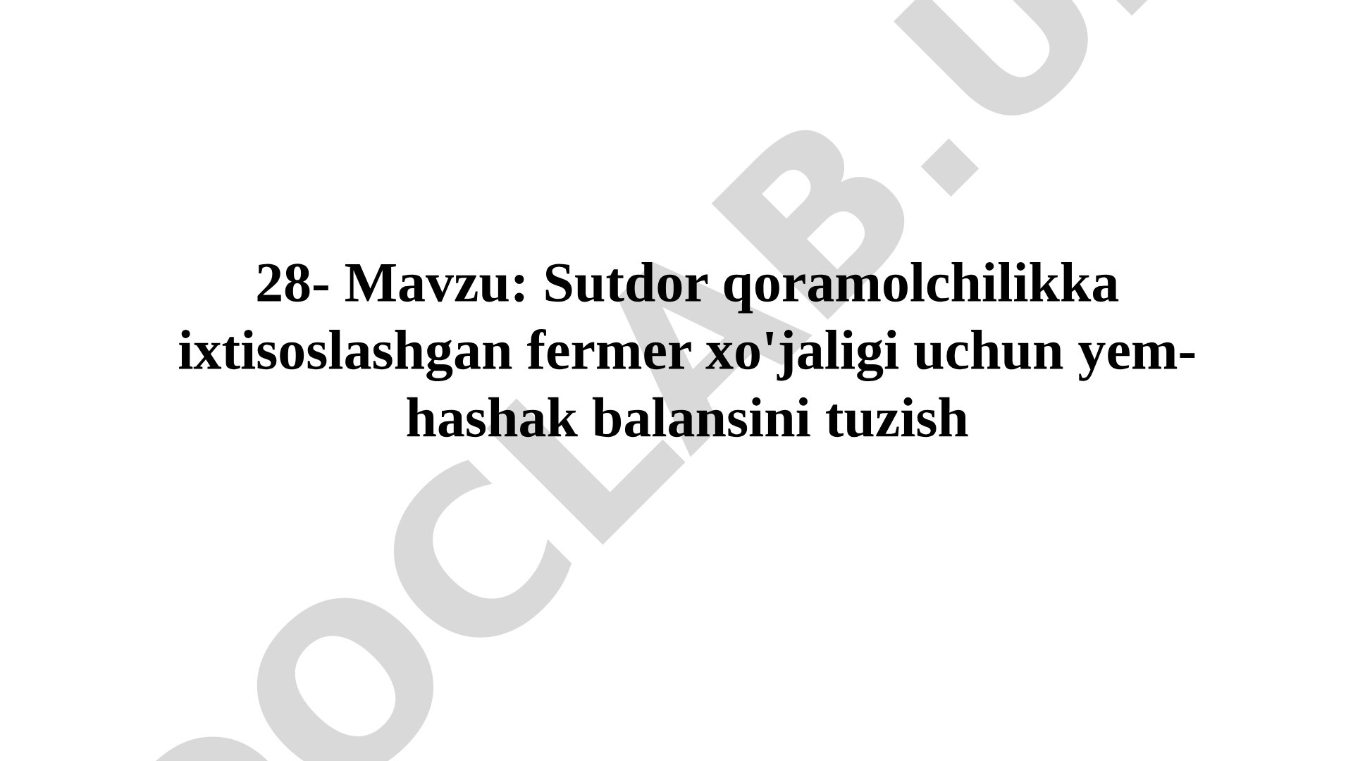 Sutdor qoramolchilikka iхtisoslashgan fermer хo'jaligi uchun yem-hashak balansini tuzish