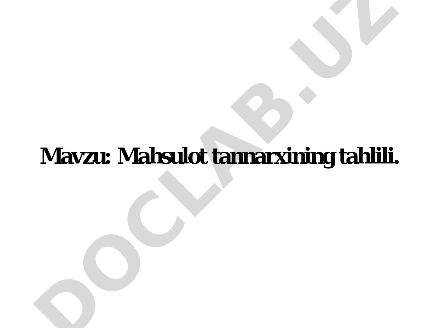 Mahsulot tannarxining tahlili