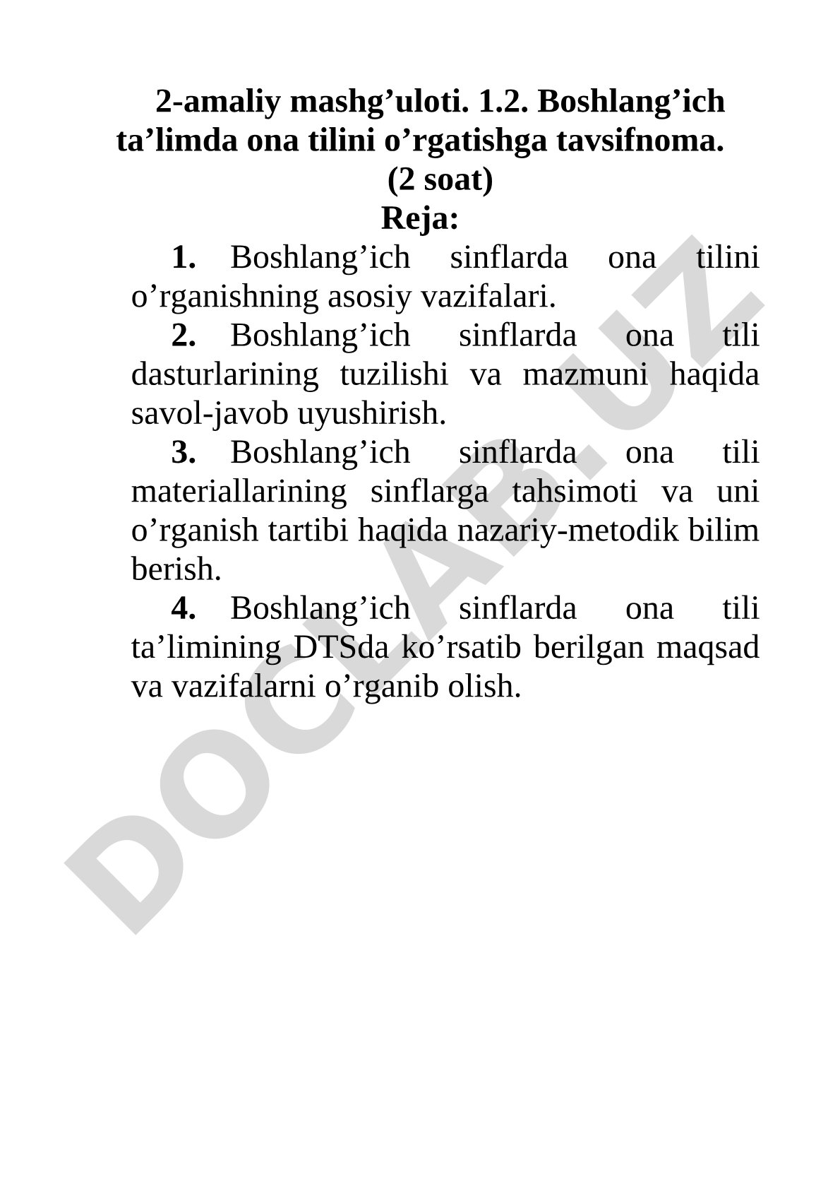 Boshlang'ich ta'limda ona tilini o'rgatishga tavsifnoma