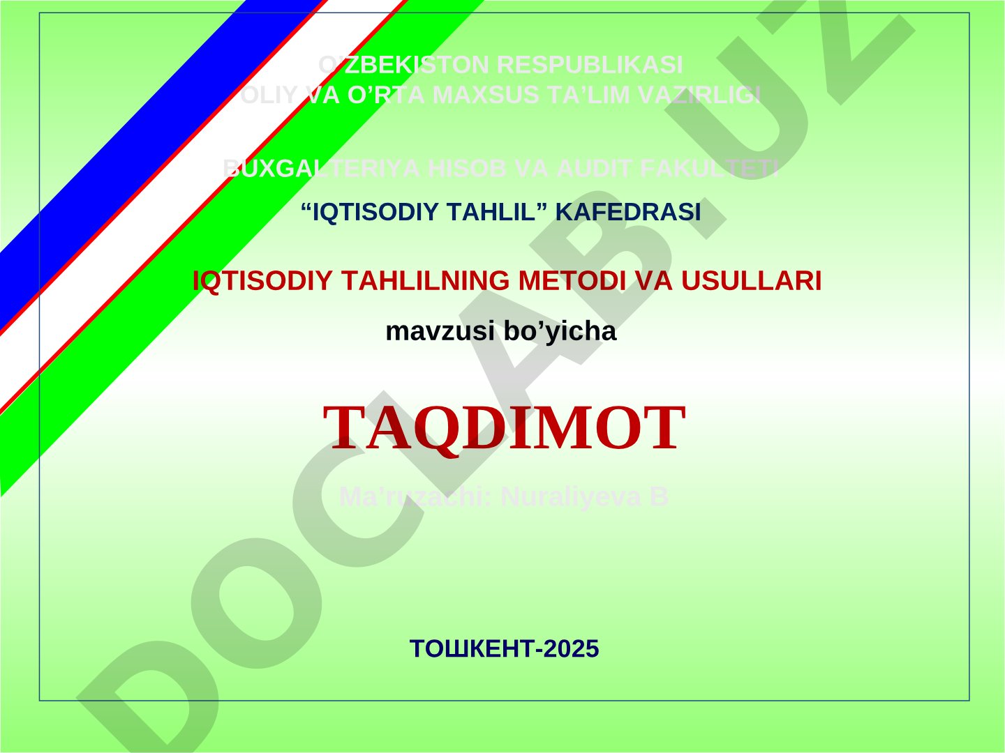 Iqtisodiy tahlilning metodi va usullari