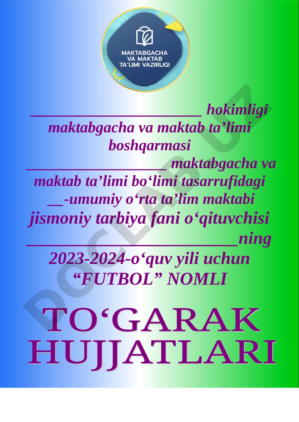 Futbol to‘garagining 2023-2024-o‘quv yili ish rejasi