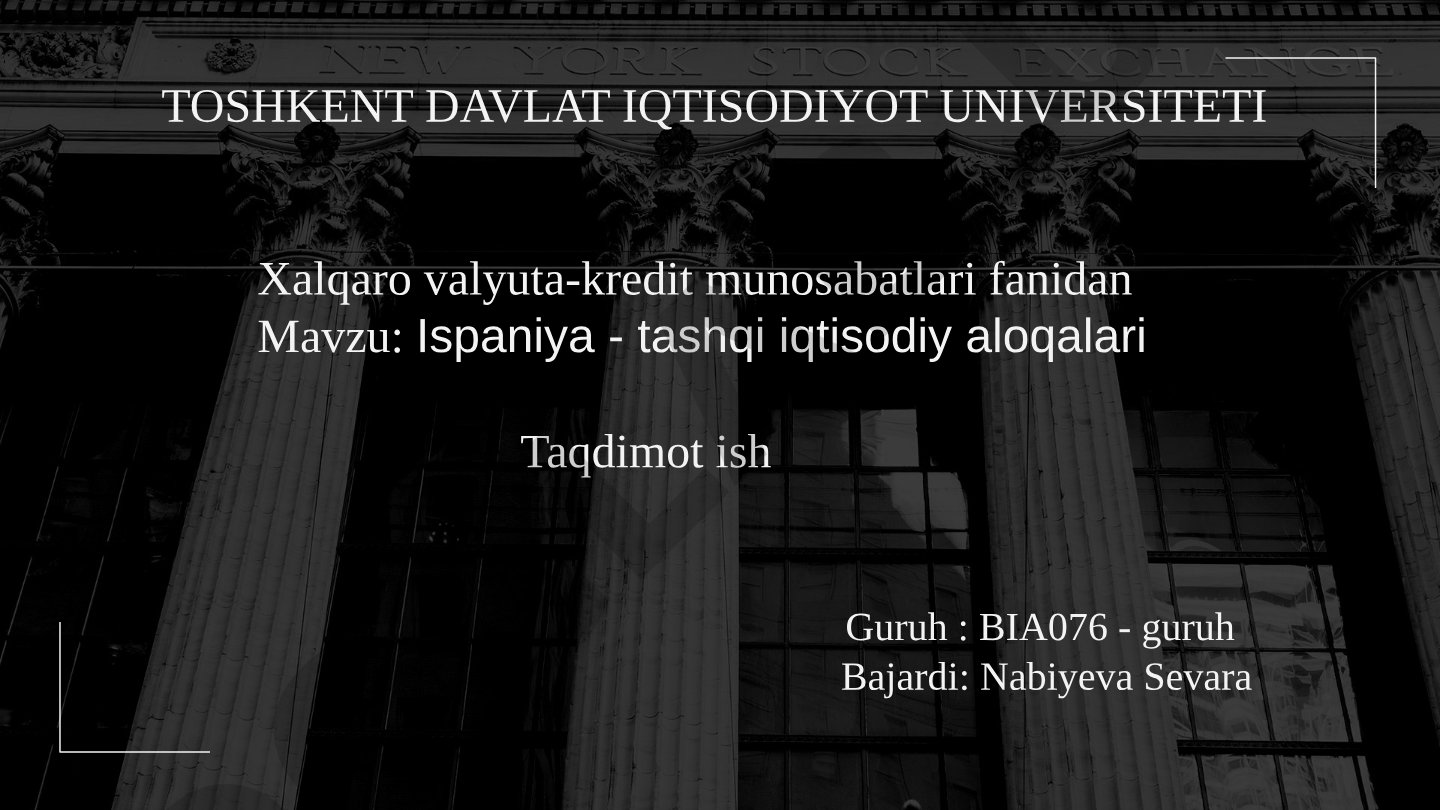 Ispaniya - tashqi iqtisodiy aloqalari