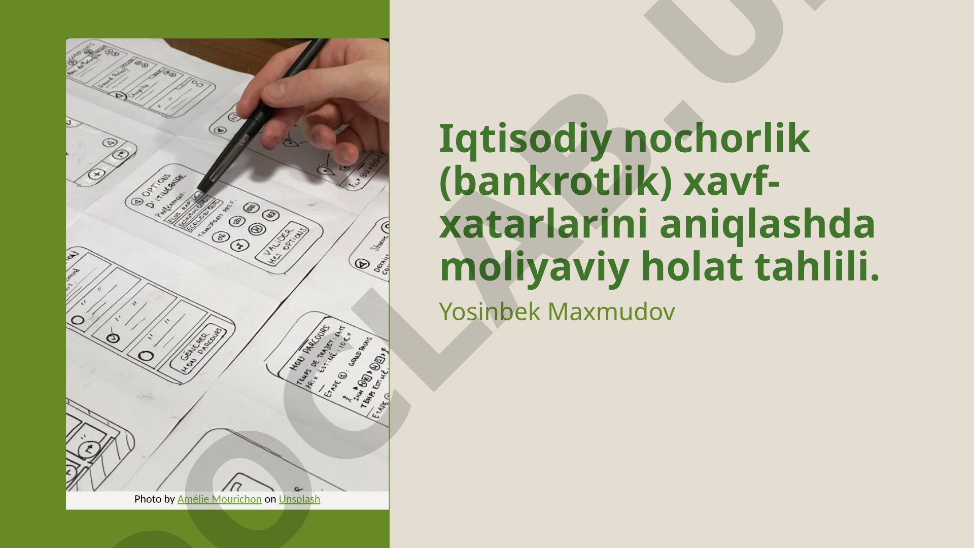 Iqtisodiy nochorlik (bankrotlik) xavf-xatarlarini aniqlashda moliyaviy holat tahlili