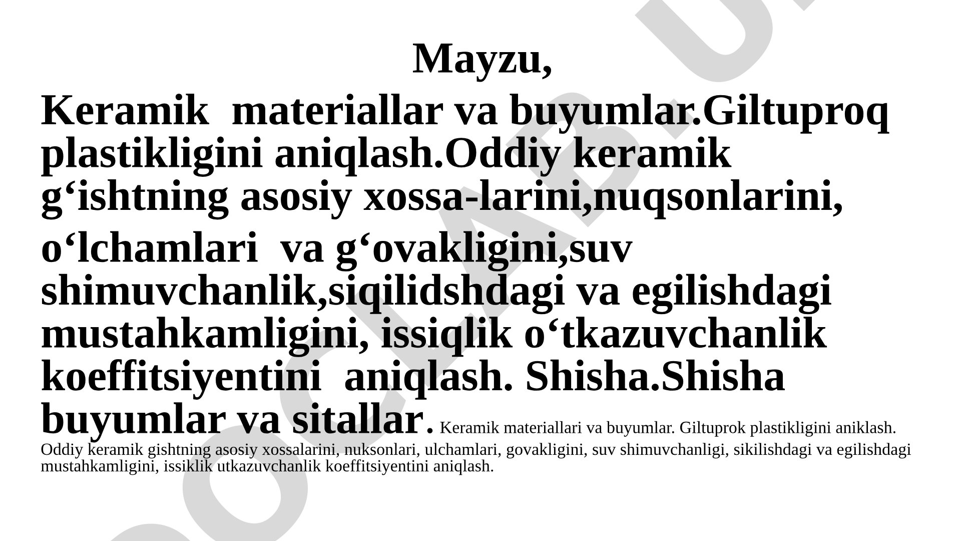 Keramik materiallar va buyumlar