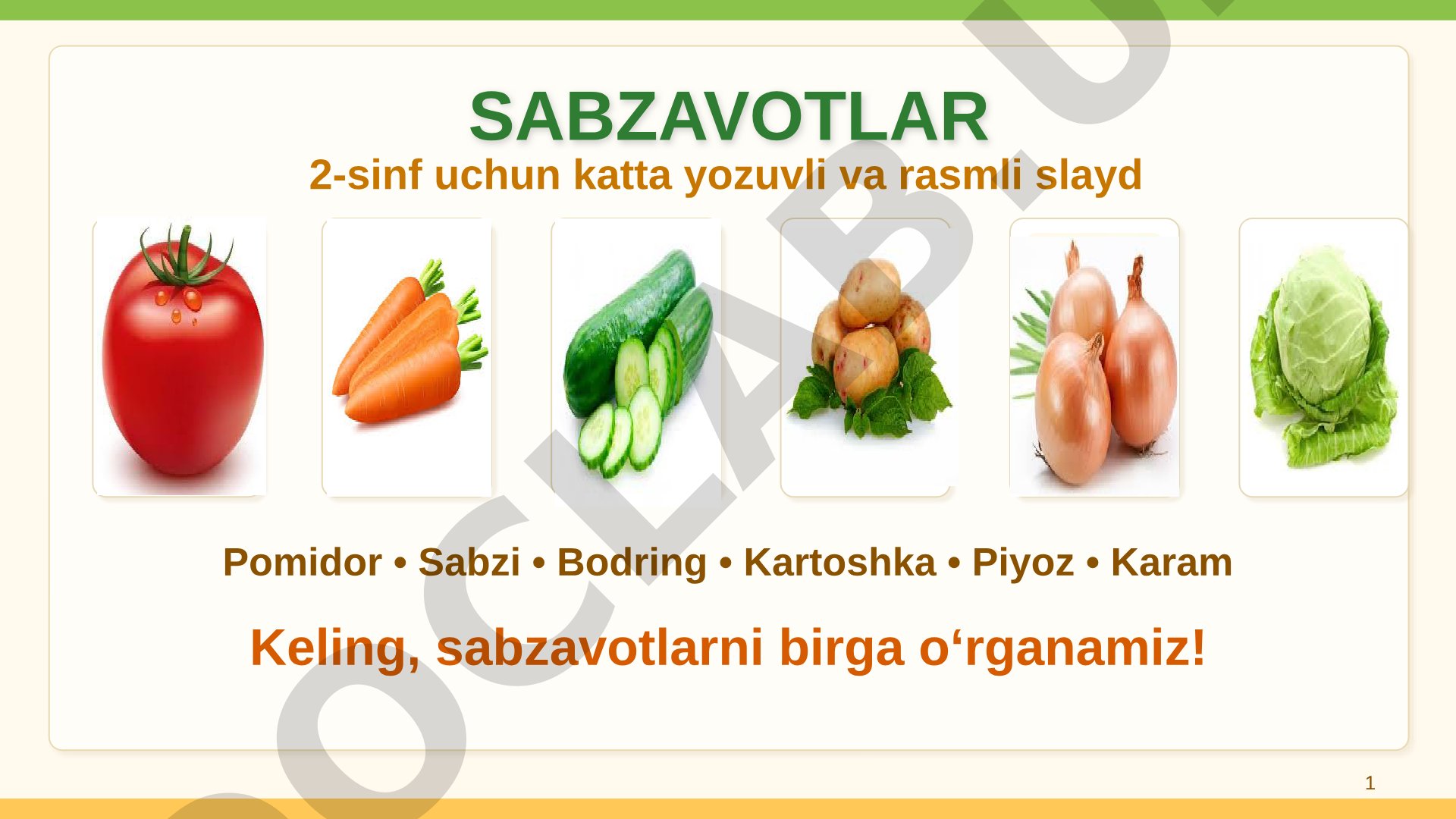 Sabzavotlar 2-sinf uchun