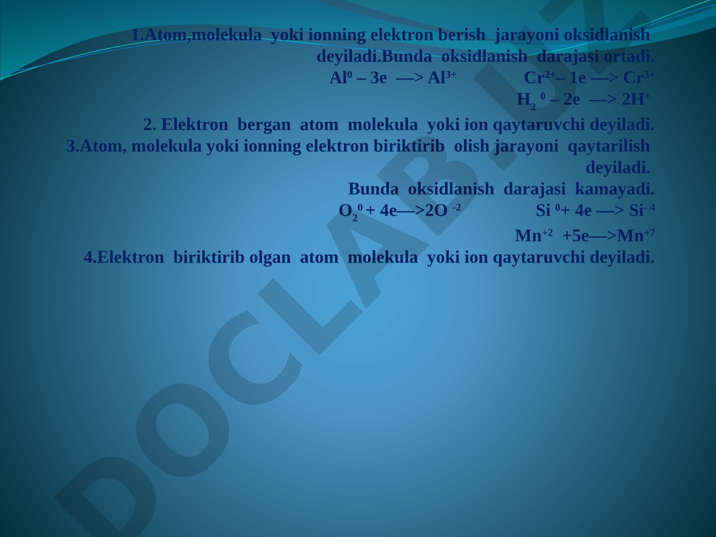Oksidlanish-qaytarilish reaksiyalari va elektron balans usuli