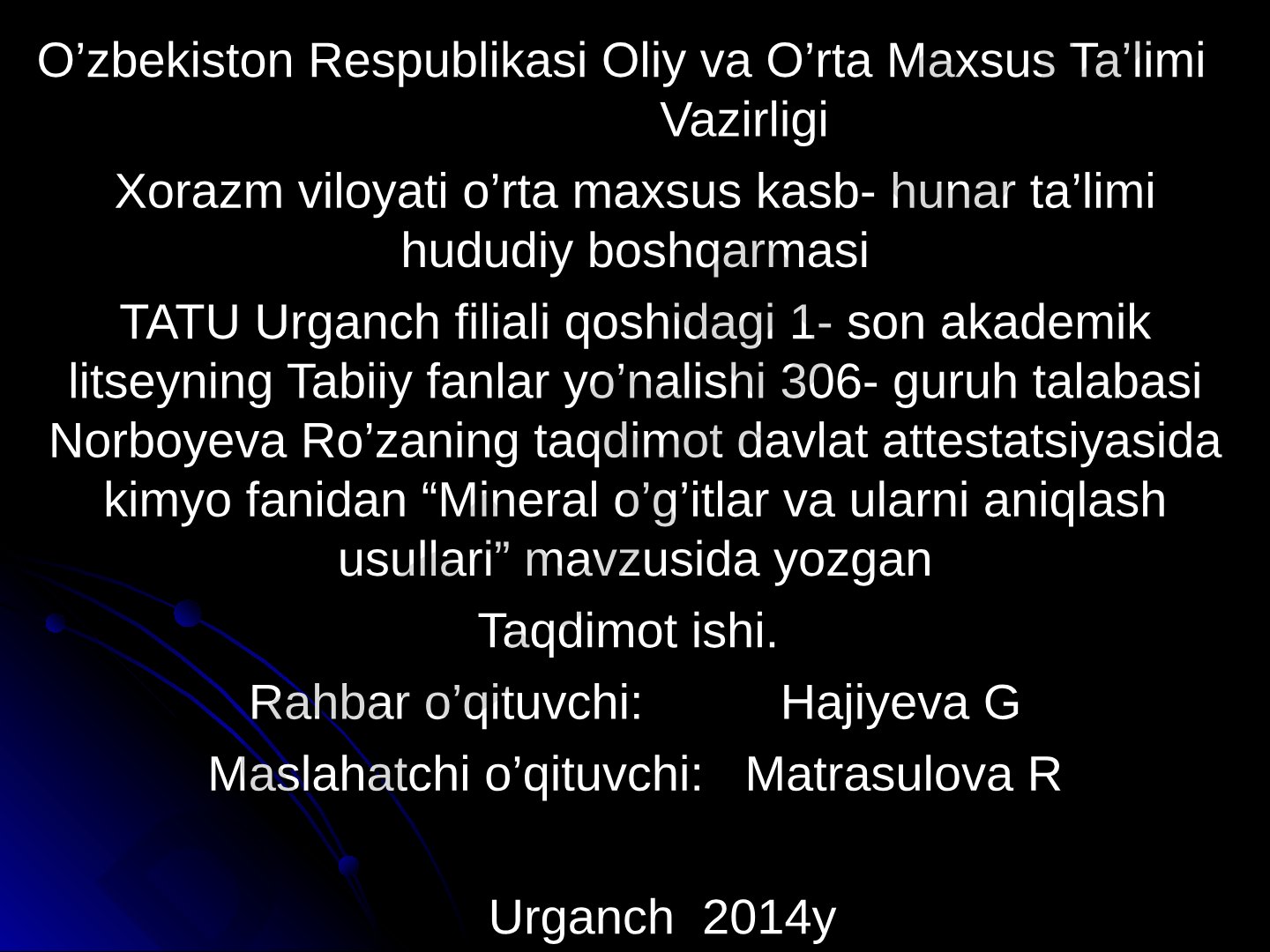 Mineral o’g’itlar va ularni aniqlash usullari