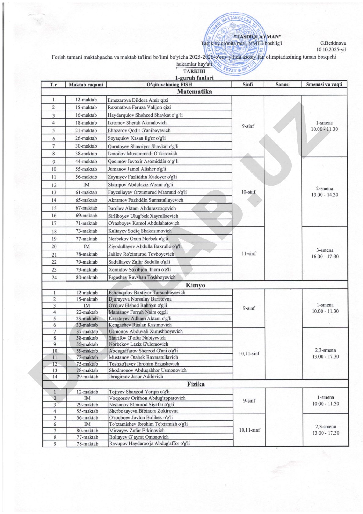 Matematika olimpiadasining tuman bosqichi