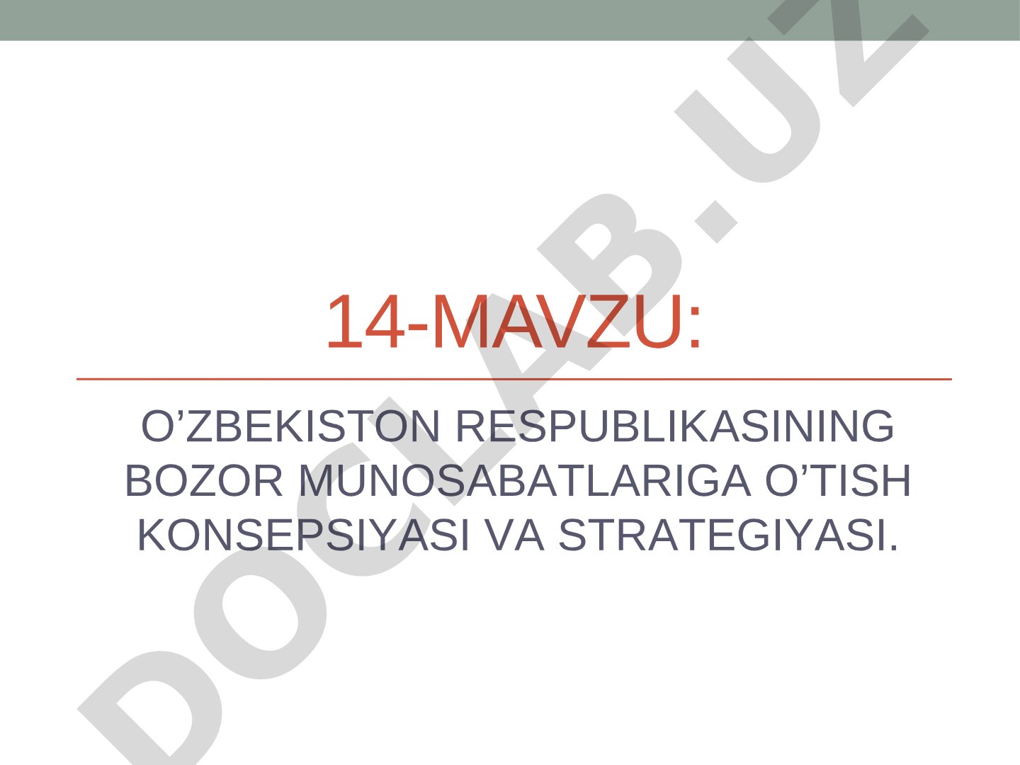 O'zbekiston Respublikasining bozor munosabatlariga o'tish konsepsiyasi va strategiyasi