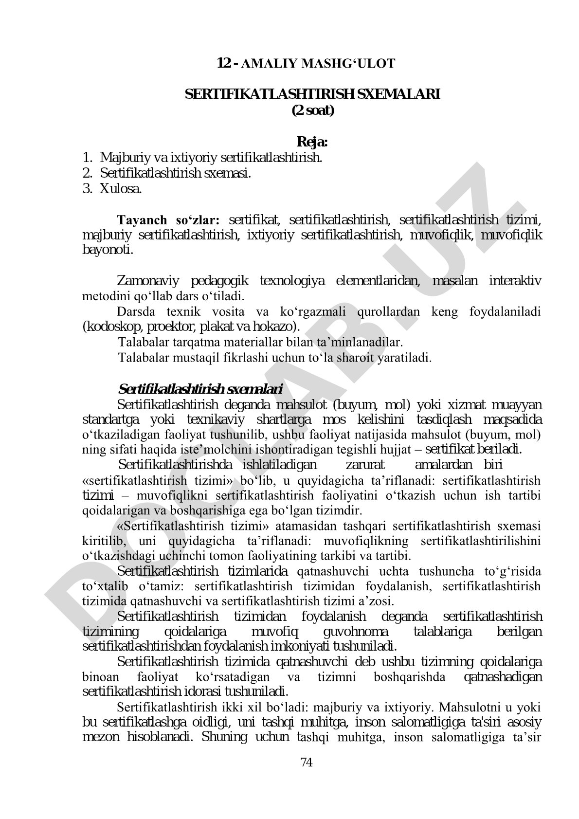 Sertifikatlashtirish sxemalari va majburiy hamda ixtiyoriy sertifikatlashtirish haqida