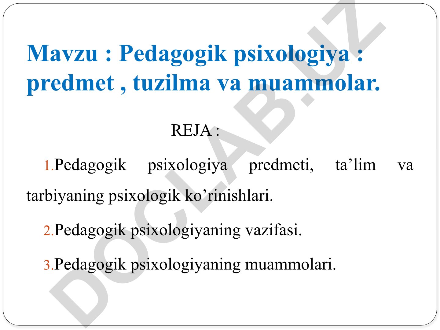 Pedagogik psixologiya: predmet, tuzilma va muammolar