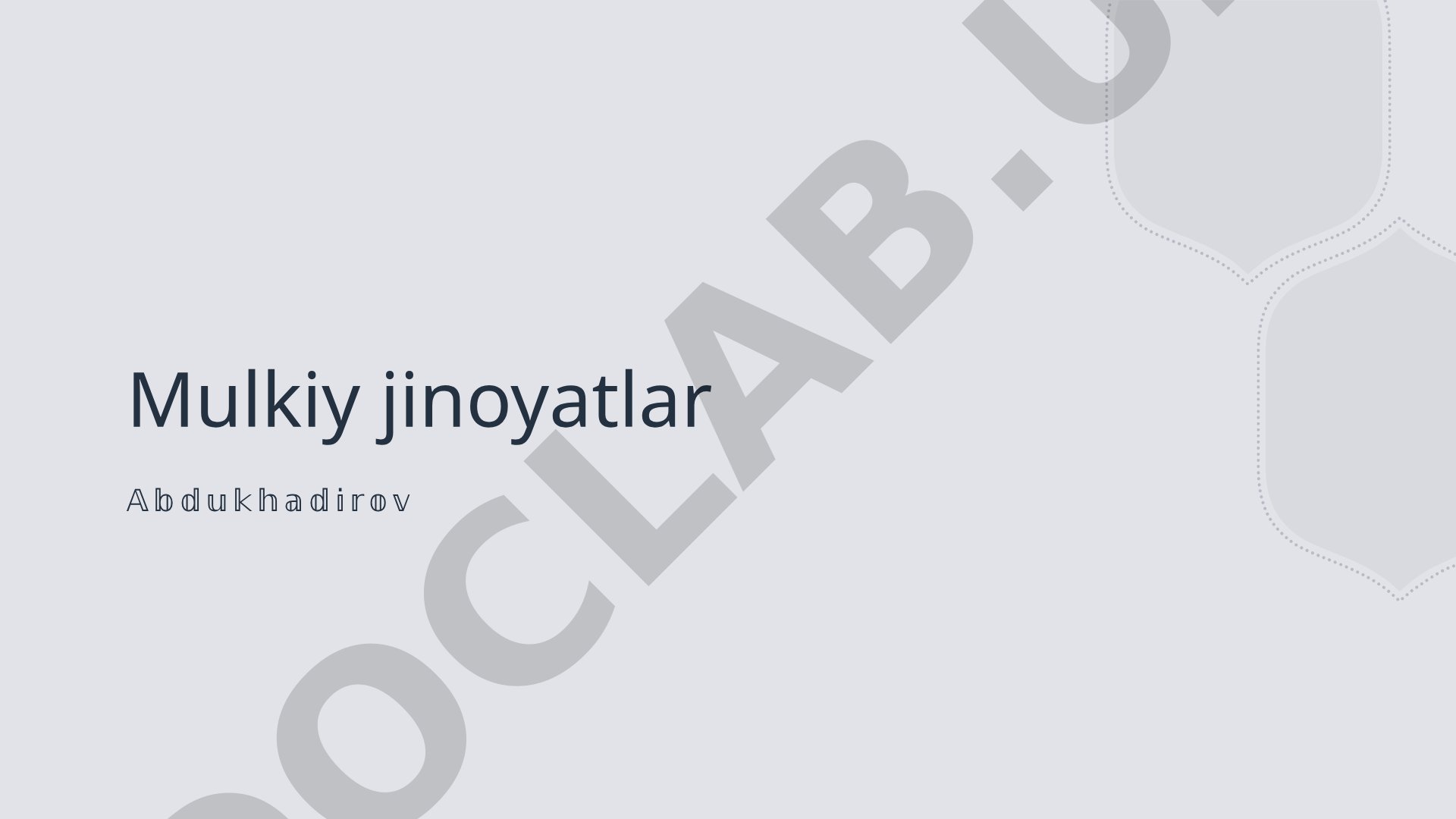 Mulkiy jinoyatlar va ularning huquqiy asoslari
