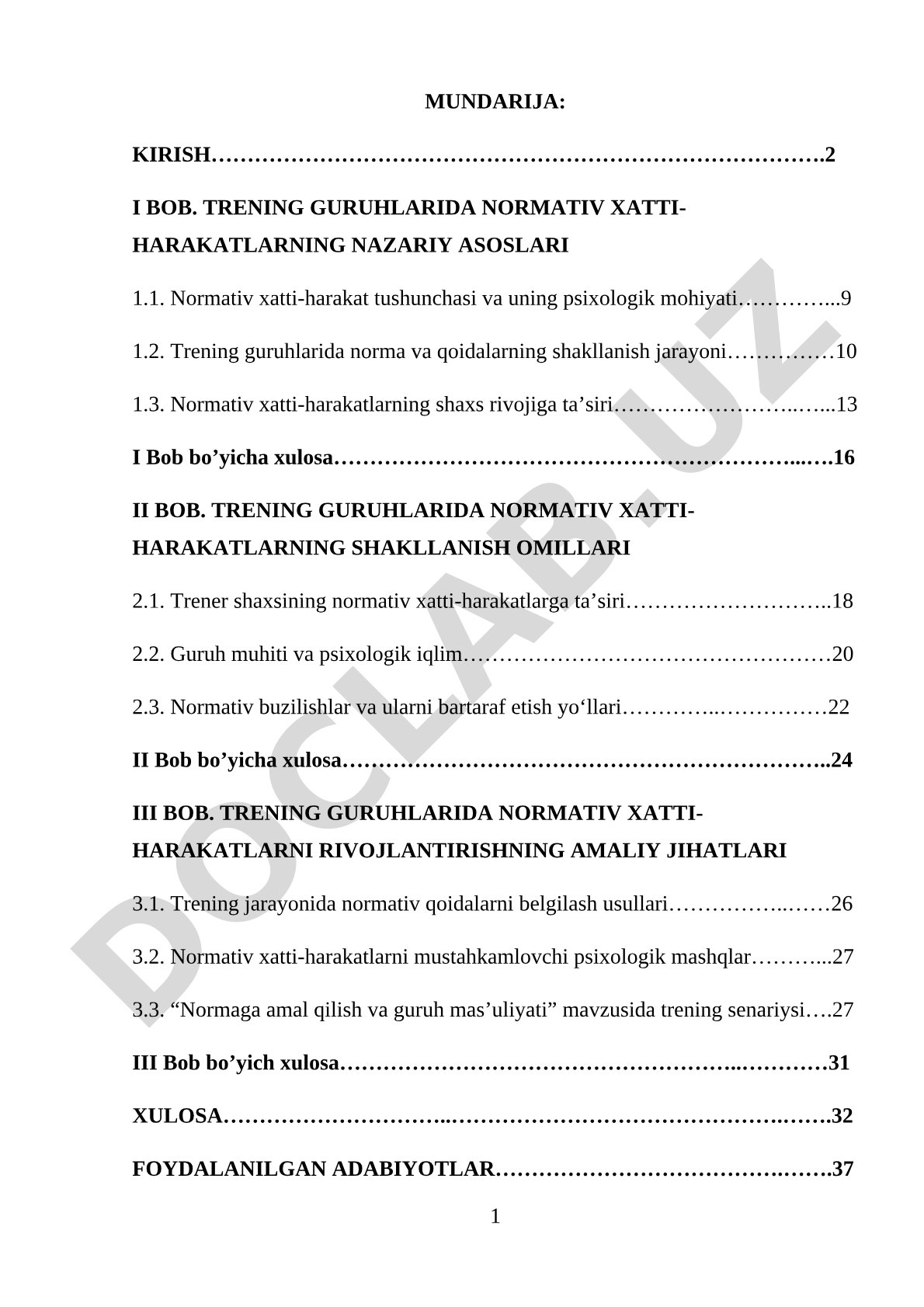 Trening guruhlarida normativ xatti-harakatlarning shakllanishi va rivojlanishi